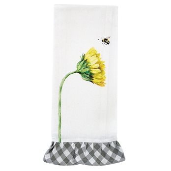 Sunflower With Bee Dishtowel