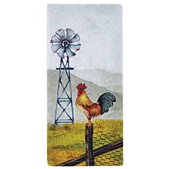 Rooster And Windmill Printed Dishtowel