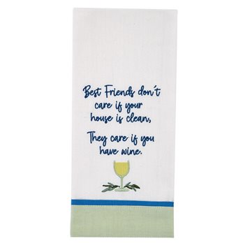 Friends Don'T Care Embroidered Dishtowel