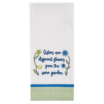 Sisters Are Different Embroiderd Dishtowel