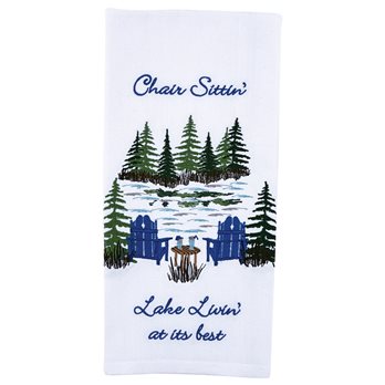 Chair Sittin' Embroidered Dishtowel