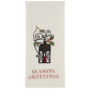 Seasons Greetings Embroidered Dishtowel