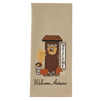 Welcome Autumn Appliqued Dishtowel