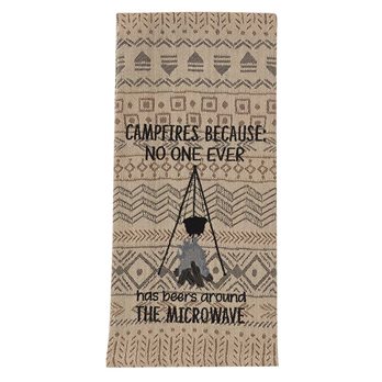 Campfires Because Embroidered Dishtowel