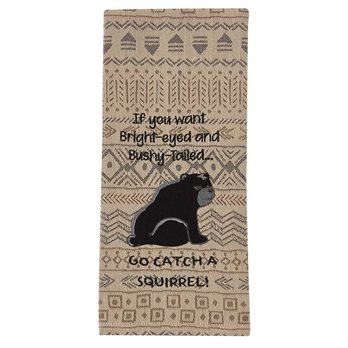 Go Catch A Squirrel Embroidered Dishtowel