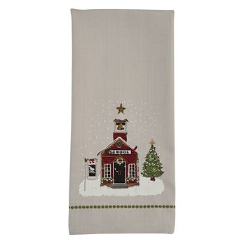 School House Printed/Embroidered Dishtowel