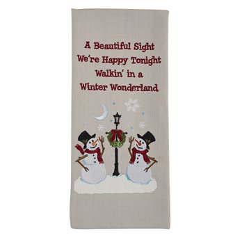 Snowmen And Lamp Post Dishtowel