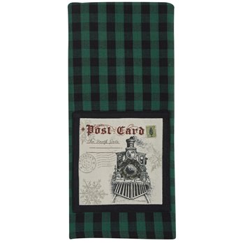 Vintage Postcard Train Dishtowel