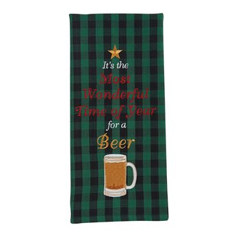 Time For A Beer Embroidered Dishtowel