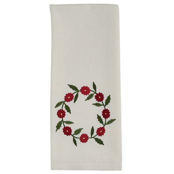 Embroidered Wreath Dishtowel