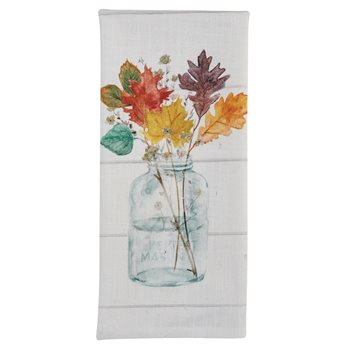 Harvest Home Mason Jar Leaves Dishtowel