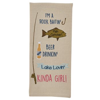 Lake Lovin' Girl Embroidered Dishtowel