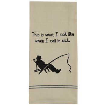 Call In Sick Embroidered Dishtowel