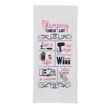 Glamping Check List Printed Dishtowel