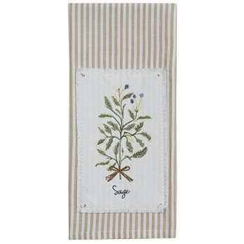 Sage Embroideerd Patch Dishtowel