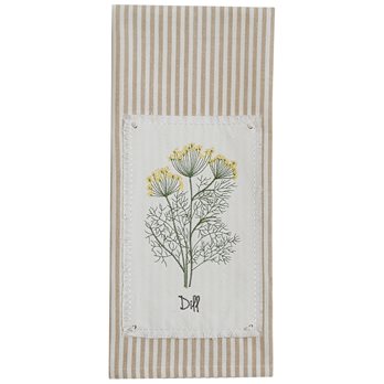 Dill Embroideerd Patch Dishtowel