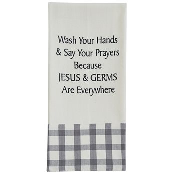 Jesus And Germs Embroidered Dishtowel