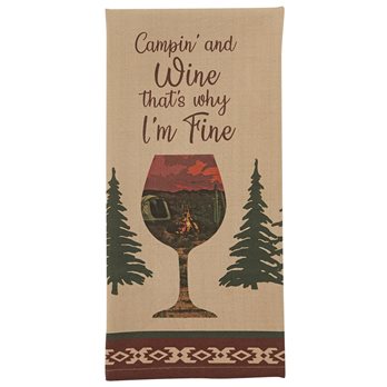 Camping And Wine Printed Dishtowel