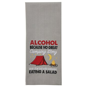 No Great Camping Story Embroidered Dishtowel