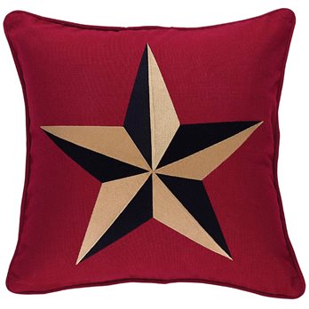 Emb Star On Red Pillow 20 Cover