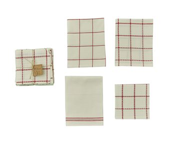 Five Farms 3 Dishtowel/1Dc Set Red