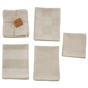 Stonewash 3 Dishtowel 1 Dishcloth Set Cream