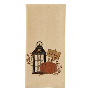 Lantern & Pumpkin Emb Dishtowel