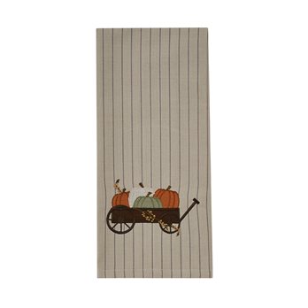 Pumpkin Cart Embroidered Dishtowel