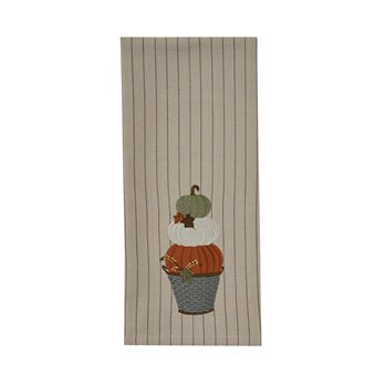 Stacked Pumpkins Embroidered Dishtowel