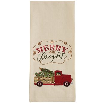 Merry And Bright Truck Emb Dishtowel