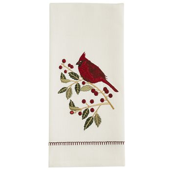 Holly Cardinal Emb Dishtowel