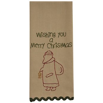 Santa Embroidered Dishtowel