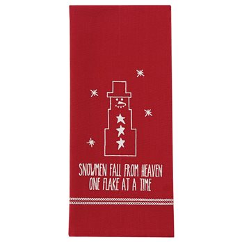 Snowmen Fall From Heaven Embroidered Dishtowel