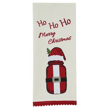 Ho Ho Ho Merry Christmas Applique Dishtowel