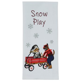 Snow Play Dishtowel