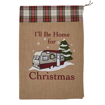 Ill Be Home Print Santa Sack