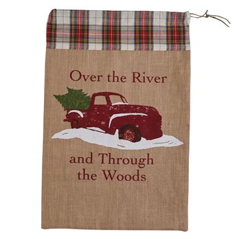 Over The River Print Santa Sac