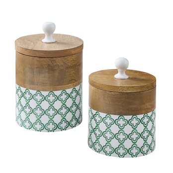 Geo Canisters Set Of 2 - Green