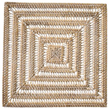 Rattan Square Charger - Whitewashed