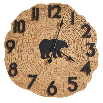 Black Bear Wood Slice Wall Clock