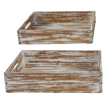 Distressed Wood Table Crates Set/2