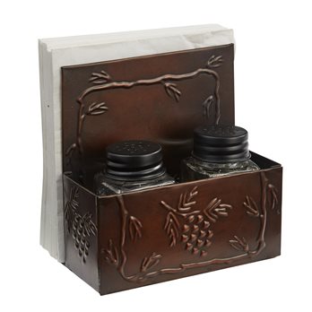 Valley Pine Napkin Holder With Salt And Pepper