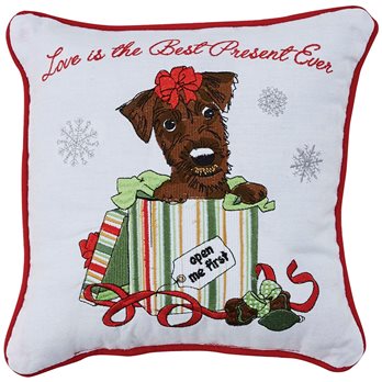 Holiday Kisses Terrier 10" Pillow