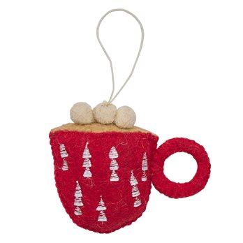 Red Tree Mug Felt Ornament