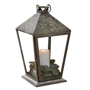 Tall Square Galvanized Lantern