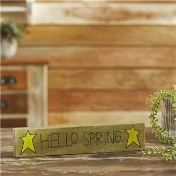 Hello Spring Wooden Sign 3x14