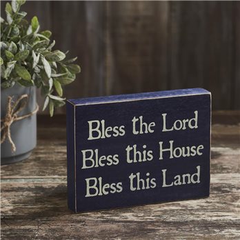 Bless The Lord Blue Wooden Sign 6x8x1.5