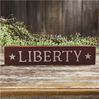 Burgundy Liberty Wooden Sign 3x14