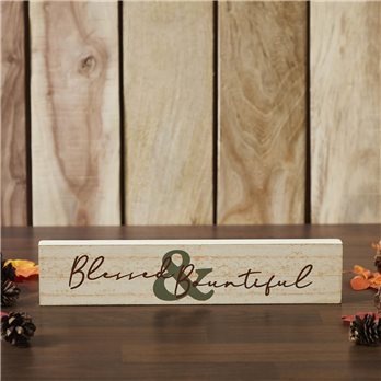 Blessed &amp; Bountiful Cream Base MDF Sign 3x14