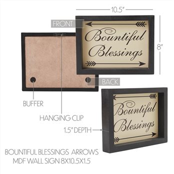 Bountiful Blessings w/ Arrows MDF Wall Sign 8x10.5x1.5